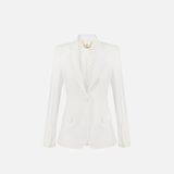 Giacca in doppio crêpe stretch con motivi a taglio vivo GI21661E2 360 ELISABETTA FRANCHI Avorio 