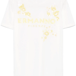 T-Shirt manica corta con applicazioni D46EL050REE8 MFA42 ERMANNO FIRENZE White 