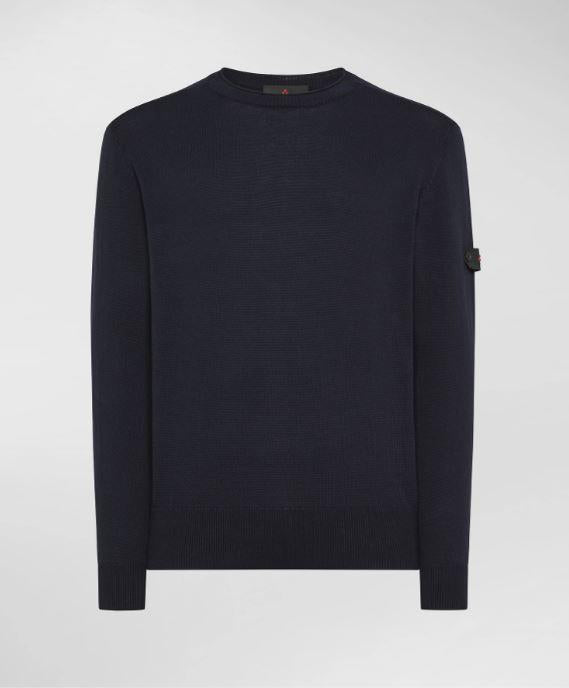 Maglia girocollo in tricot di cotone PEU5493 99012133 215 PEUTEREY Blue 