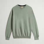 Maglia girocollo in puro cotone con logo ricamato CFWOKN0331MRUF0787 6671 WOOLRICH Faded smokey olive 
