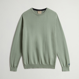 Maglia girocollo in puro cotone con logo ricamato CFWOKN0331MRUF0787 6671 WOOLRICH Faded smokey olive 
