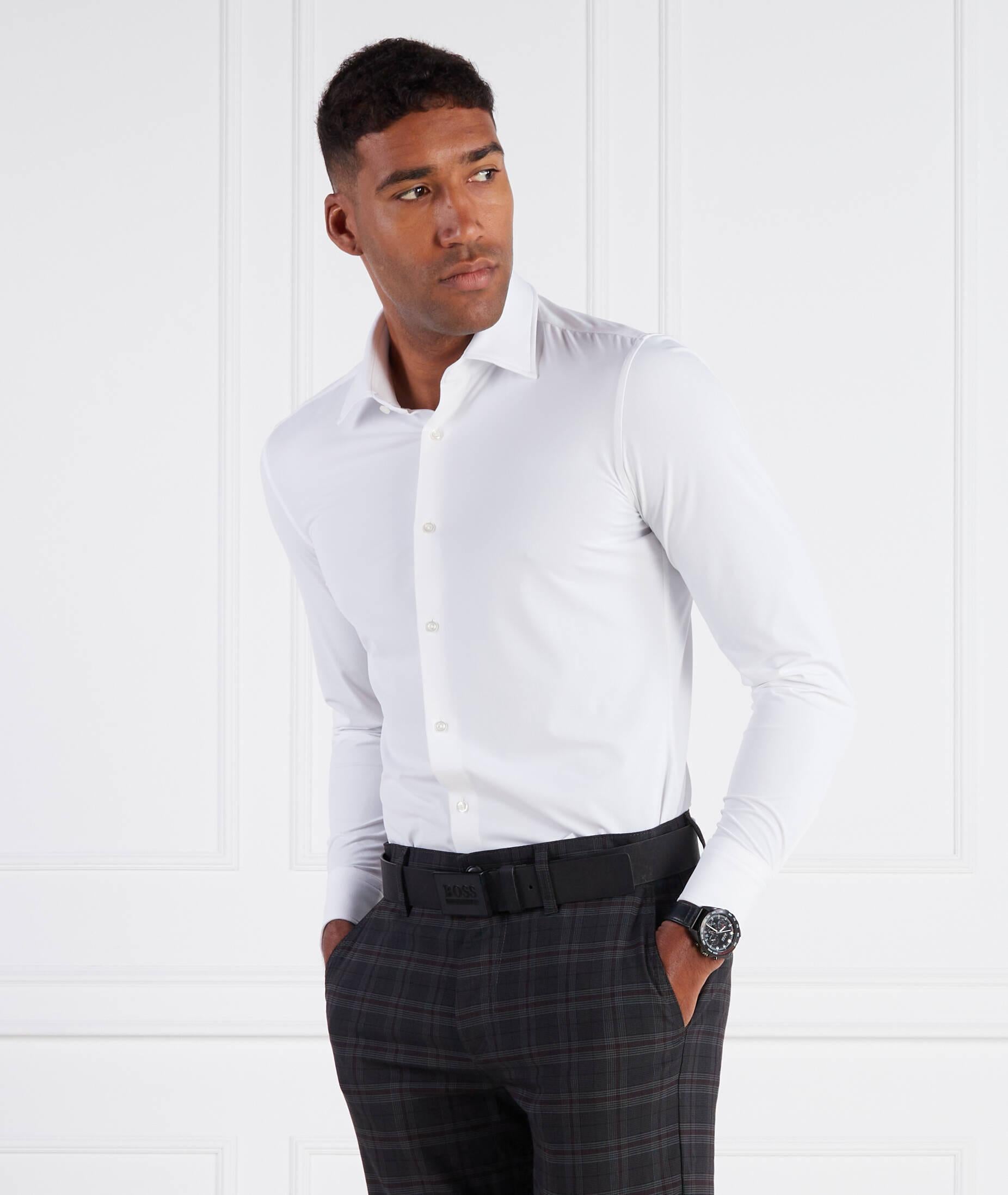 Camicia slim fit in tessuto tecnico 50490393 10225157 02 100 BOSS White 