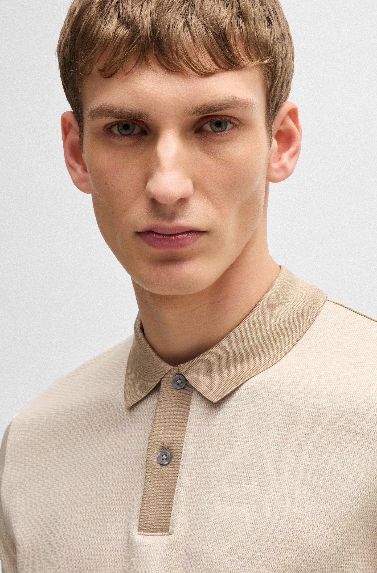 Polo in cotone mercerizzato con micromotivo 50532246 10269508 01 275 BOSS Light beige 