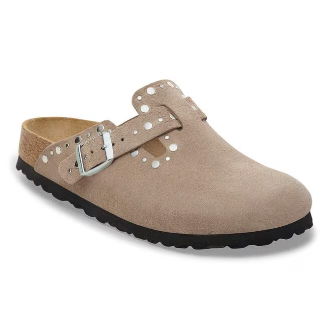 Ciabatta in pelle scamosciata con rivetti BOSTON RIVET 1030418 TAUPE BIRKENSTOCK Taupe 
