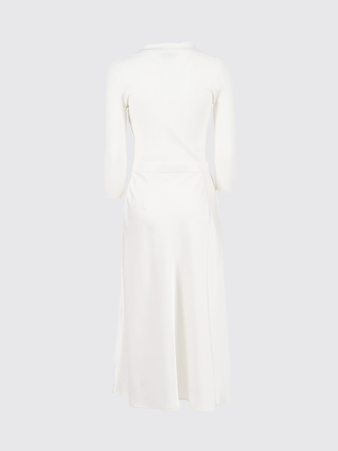 Abito in maglia a micro-trecce e raso AM13B61E2 360 ELISABETTA FRANCHI Avorio 