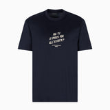T-shirt in jersey misto lyocell con ricamo frase summer mood ASV EM003649 AF18312 UB118 EMPORIO ARMANI Blue navy 