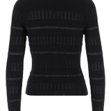 Maglia a costine con righe metallizzate 104735A2FC Z99 PINKO Nero limousine 