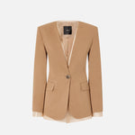 Giacca con rifiniture in tulle 104674A2EE L31 PINKO Marrone-tordo 
