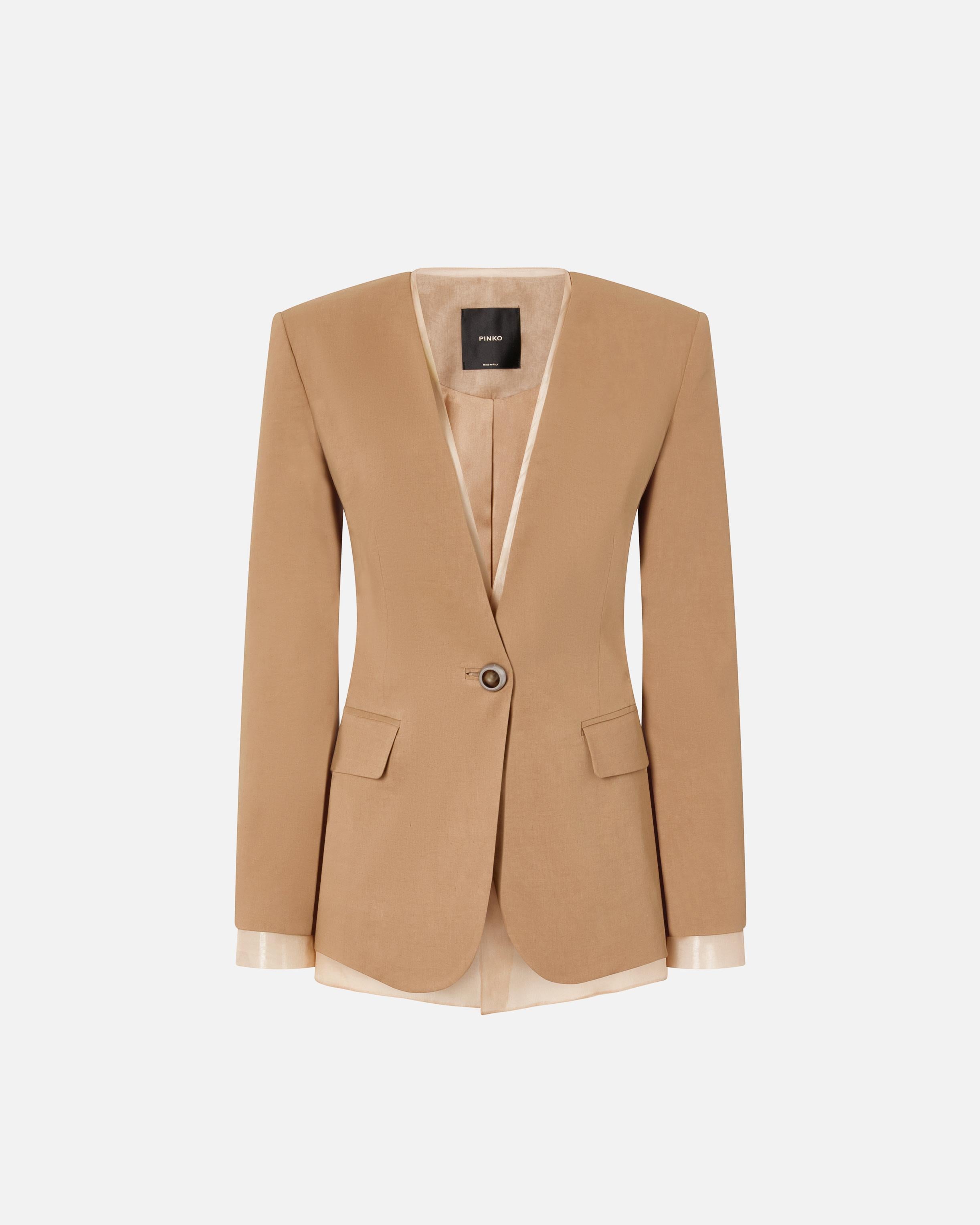 Giacca con rifiniture in tulle 104674A2EE L31 PINKO Marrone-tordo 