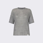 T-shirt a righe in misto lino PED5343 99012278 RI015 PEUTEREY Bianco/blu 