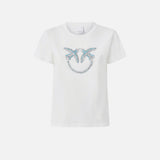 T-Shirt con ricamo logo 100535A2G7 Z05 PINKO Bianco-biancaneve 