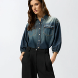 Camicia in denim con maniche a palloncino 106596A37K PJC PINKO Lavaggio medio scuro 