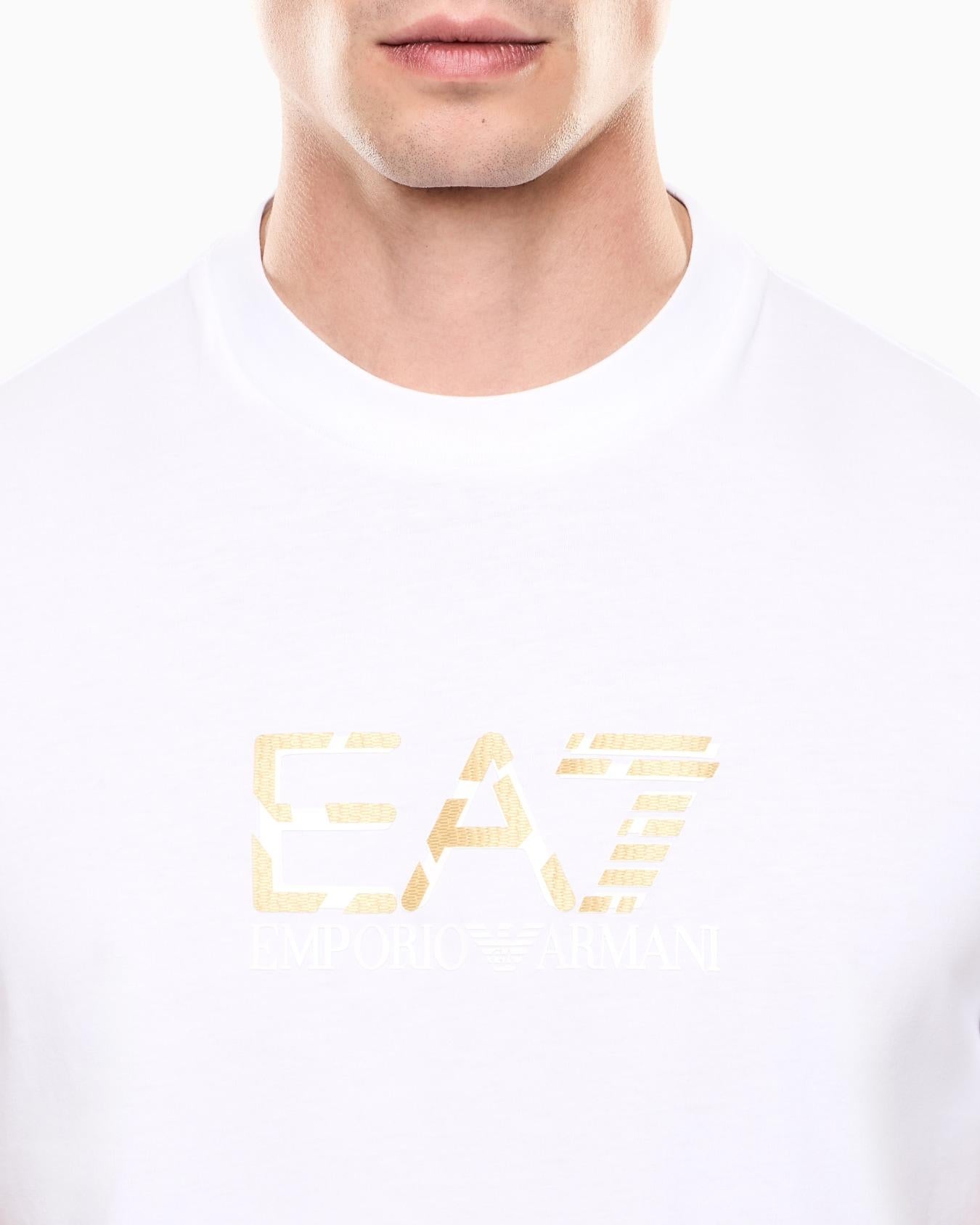 T-shirt girocollo Premium Label in jersey di cotone 7M001562 AF17789 U0002 EA7 White 