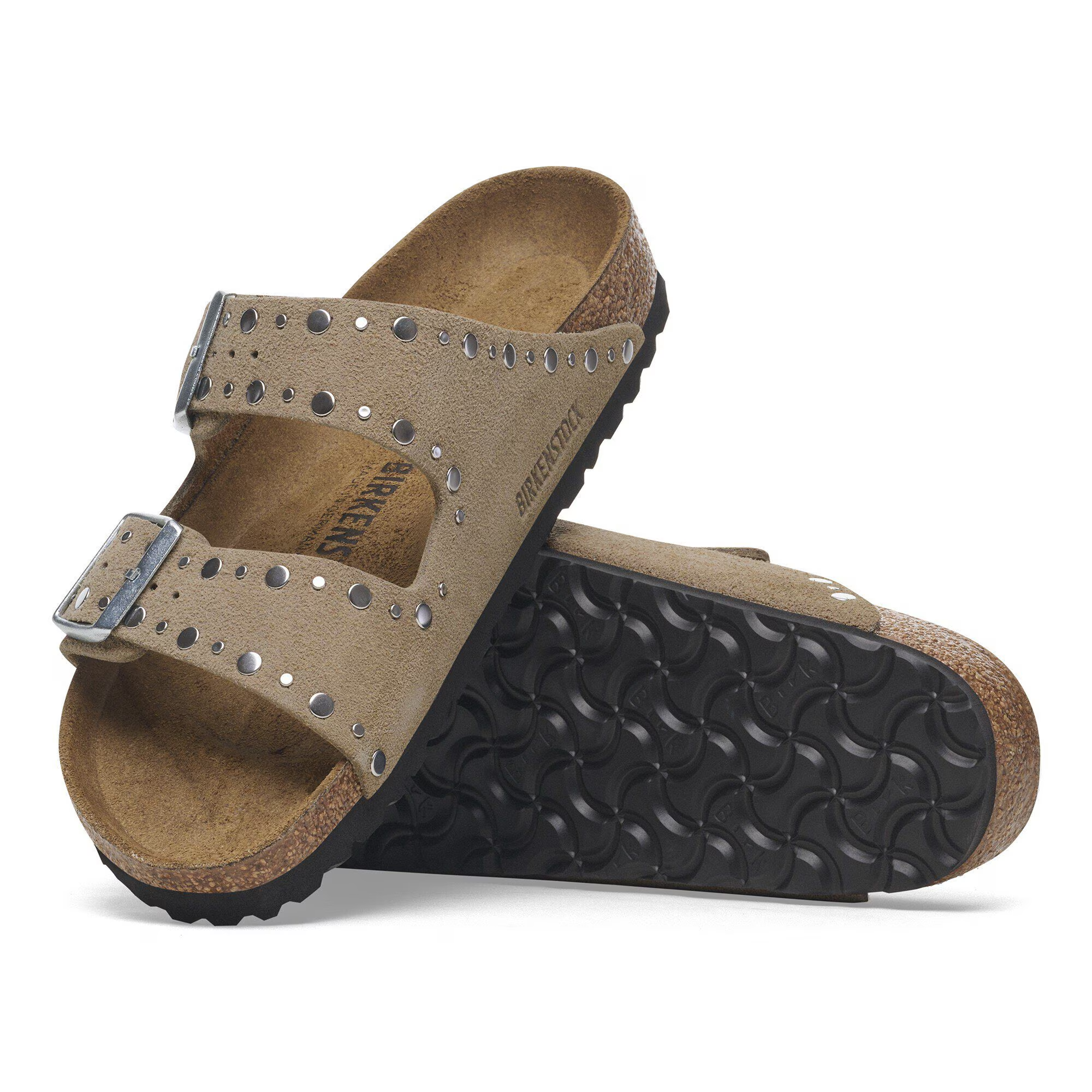 Ciabatta in pelle scamosciata con rivetti ARIZONA RIVET 1029390 TAUPE BIRKENSTOCK Taupe 
