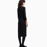 Abito lungo con dettaglio arricciatura in punto Milano stretch EW002783 AF12303 UC001 EMPORIO ARMANI Black 