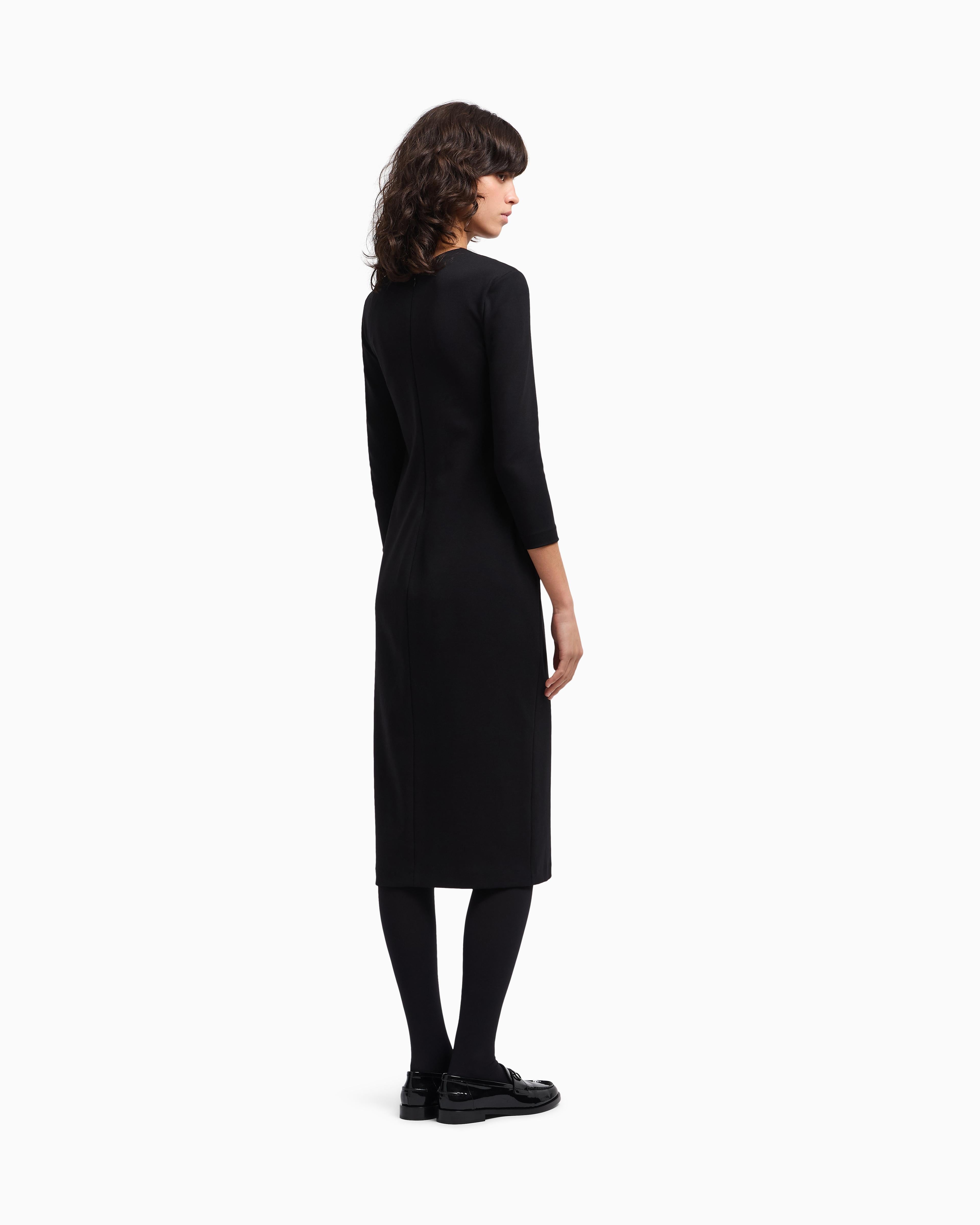 Abito lungo con dettaglio arricciatura in punto Milano stretch EW002783 AF12303 UC001 EMPORIO ARMANI Black 