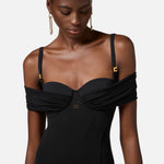 Abito Red Carpet in jersey crêpe con corsetto ABR0851E2 110 ELISABETTA FRANCHI Nero 