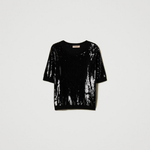 Maglia con ricamo in full paillettes 242TT3141 00006 TWIN SET Nero 