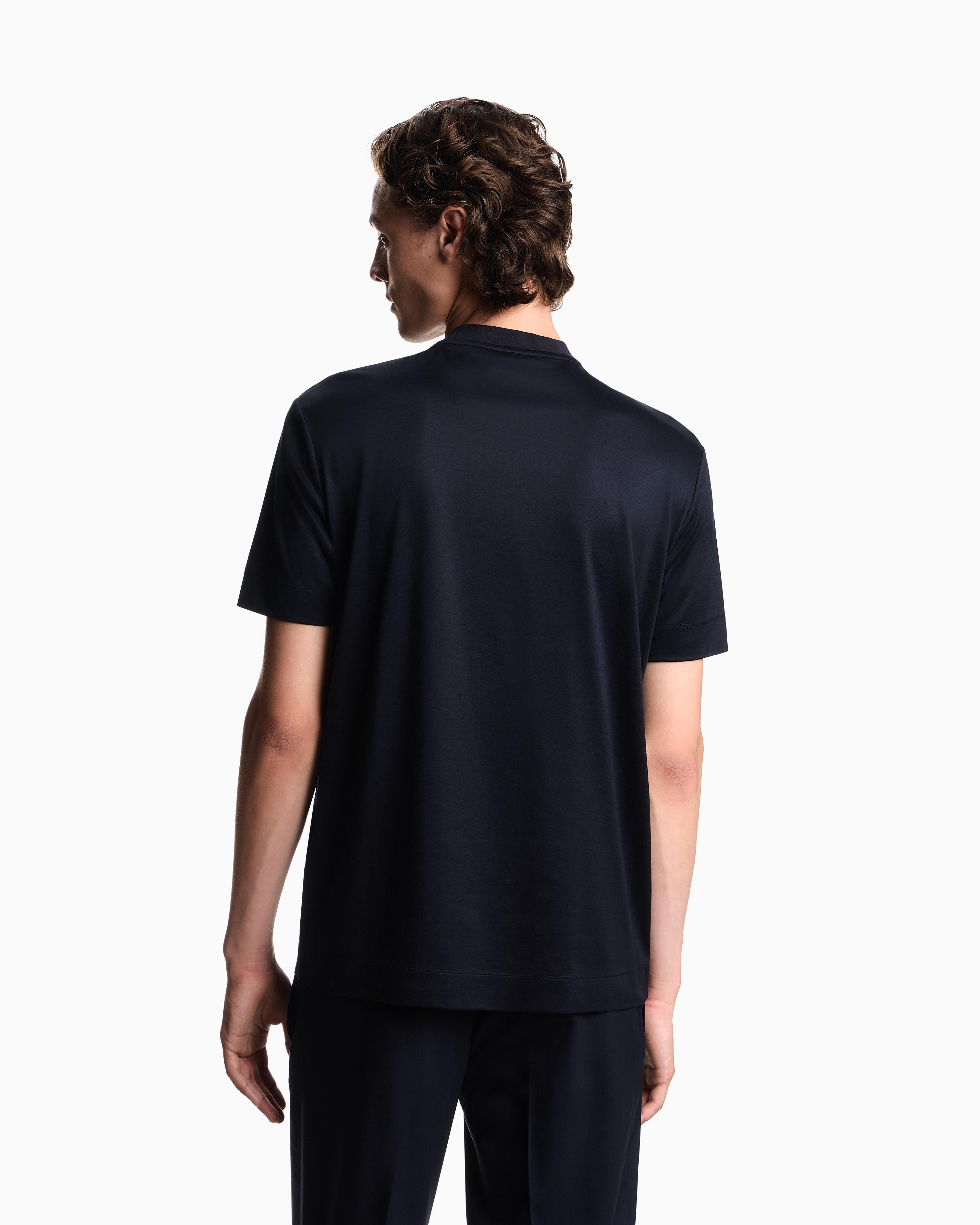 T-shirt in jersey misto lyocell con ricamo frase summer mood ASV EM003649 AF18312 UB118 EMPORIO ARMANI Blue navy 