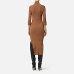 Abito in maglia a costine con taschino AM23B56E2 EC1 ELISABETTA FRANCHI Brown sugar 