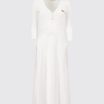 Abito in maglia a micro-trecce e raso AM13B61E2 360 ELISABETTA FRANCHI Avorio 
