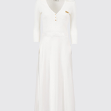 Abito in maglia a micro-trecce e raso AM13B61E2 360 ELISABETTA FRANCHI Avorio 