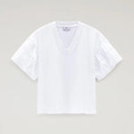 T-Shirt Lakeside in puro cotone con maniche a sbuffo CFWWTE0076FRUT3397 8041 WOOLRICH Bright white 