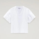 T-Shirt Lakeside in puro cotone con maniche a sbuffo CFWWTE0076FRUT3397 8041 WOOLRICH Bright white 