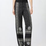 Pantaloni ampi leggeri stampa bandana 104663A2CK Z1T PINKO Nero/lime 
