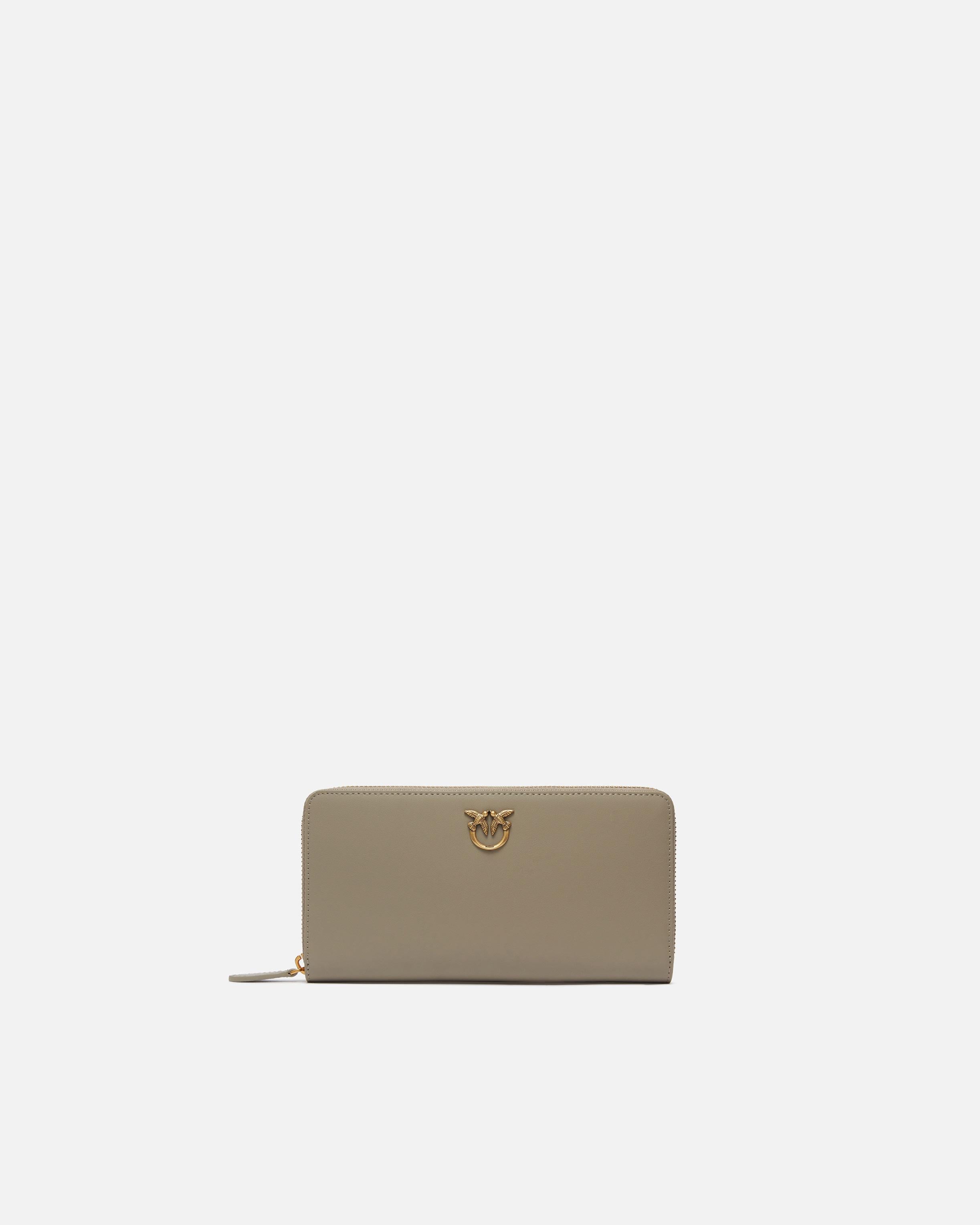 Portafoglio zip-around in pelle 100250A0F1 I68Q PINKO Noce-antique gold 