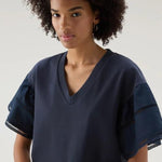T-Shirt Lakeside in puro cotone con maniche a sbuffo CFWWTE0076FRUT3397 3989 WOOLRICH Melton blue 