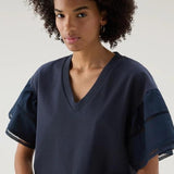 T-Shirt Lakeside in puro cotone con maniche a sbuffo CFWWTE0076FRUT3397 3989 WOOLRICH Melton blue 