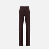 Pantaloni in crêpe leggero e raso PA18362E2 644 ELISABETTA FRANCHI Cacao 