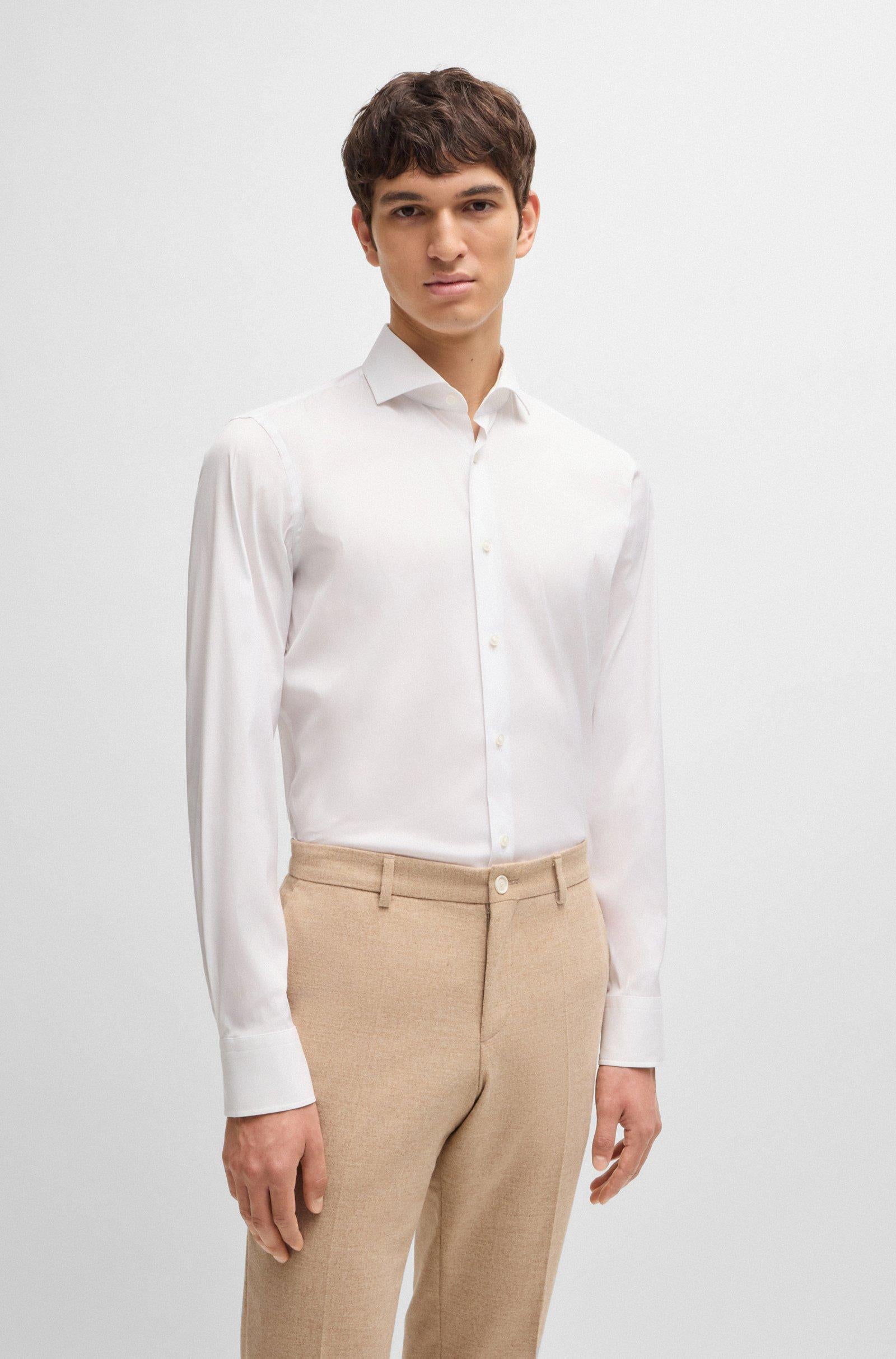 Camicia slim fit in cotone elasticizzato 50479915 10151300 03 100 BOSS White 
