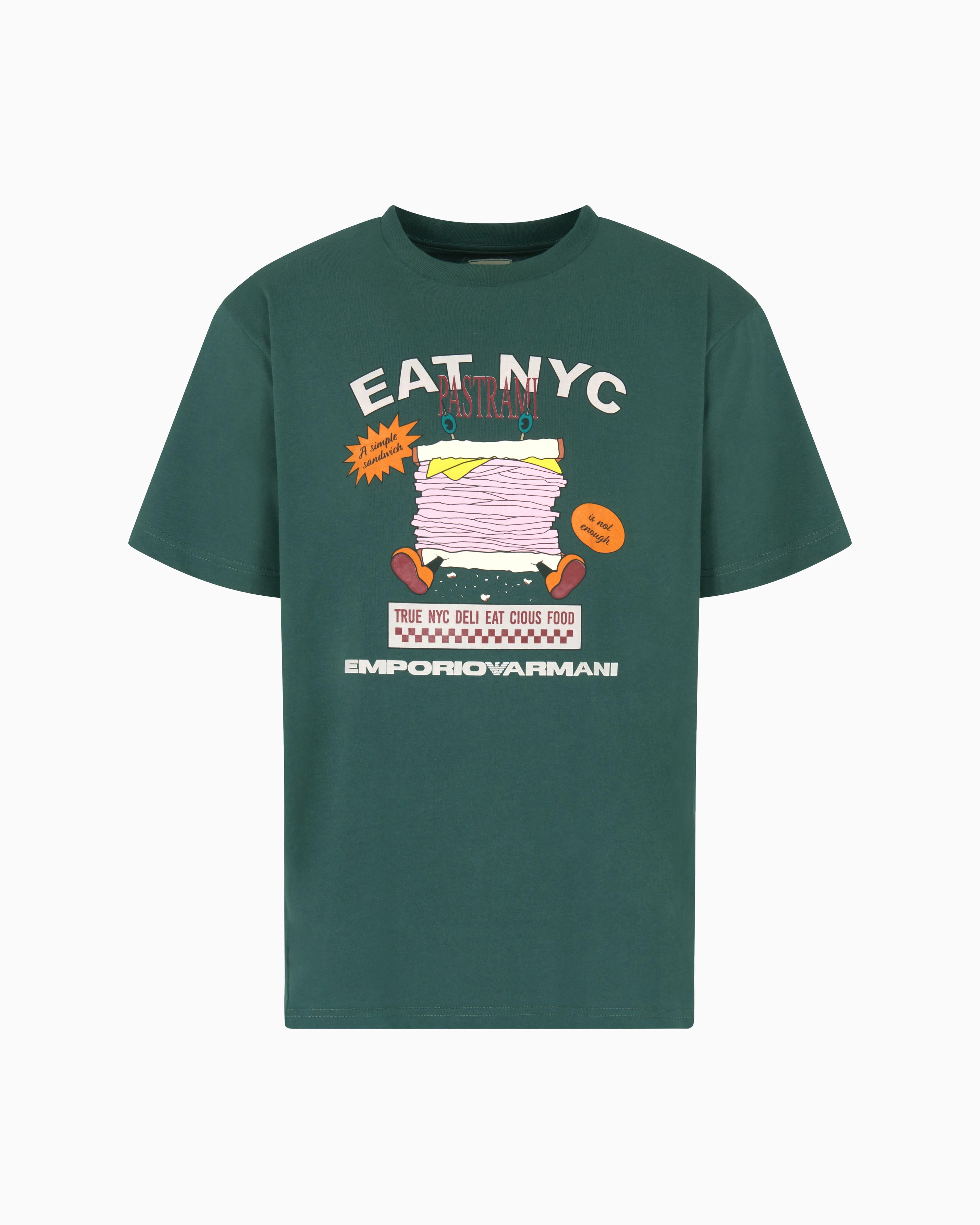 T-shirt in jersey stampa EAT NYC Capsule New York EM003622 AF14836 M7111 EMPORIO ARMANI Bread verde 