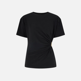 T-shirt con drappeggio e dettaglio dorato 106455A35D Z99 PINKO Nero limousine 