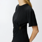 T-shirt con drappeggio e dettaglio dorato 106455A35D Z99 PINKO Nero limousine 