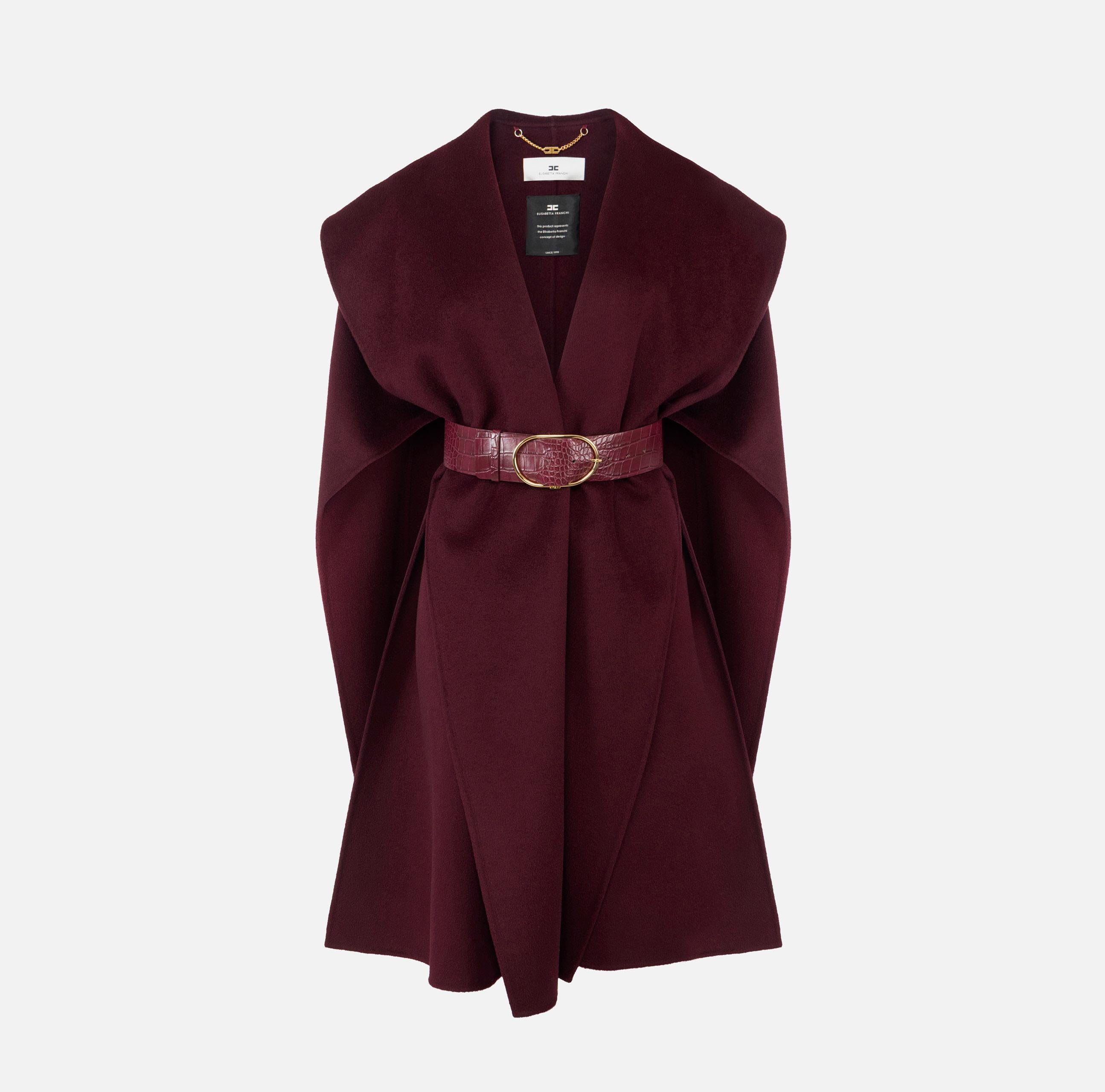Mantella in panno di lana double CP67D56E2 EA4 ELISABETTA FRANCHI Merlot 