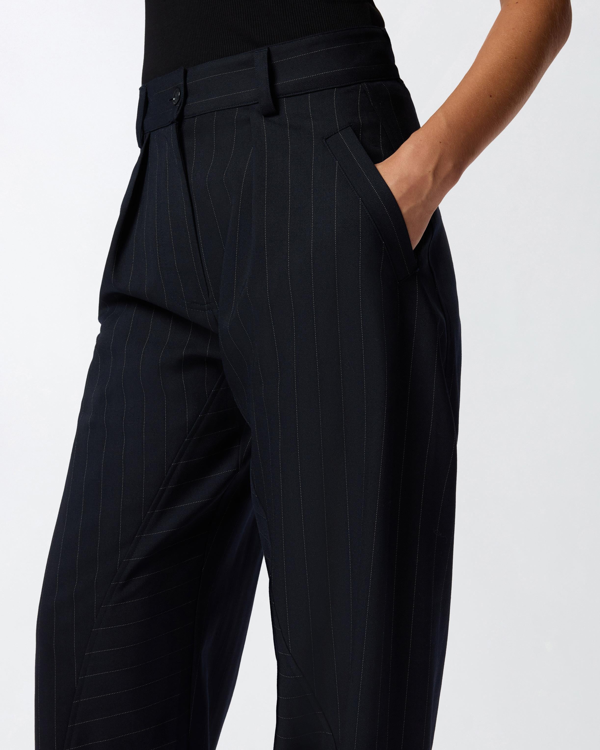 Pantaloni gessati a palloncino in lana 105707A2QY EZ1 PINKO Blu/bianco 