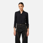 Camicia in georgette con patch logo CA09146E2 110 ELISABETTA FRANCHI Nero 