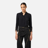 Camicia in georgette con patch logo CA09146E2 110 ELISABETTA FRANCHI Nero 