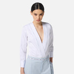 Body in popeline di cotone con dettagli smoking CB00256E2 100 ELISABETTA FRANCHI Bianco 
