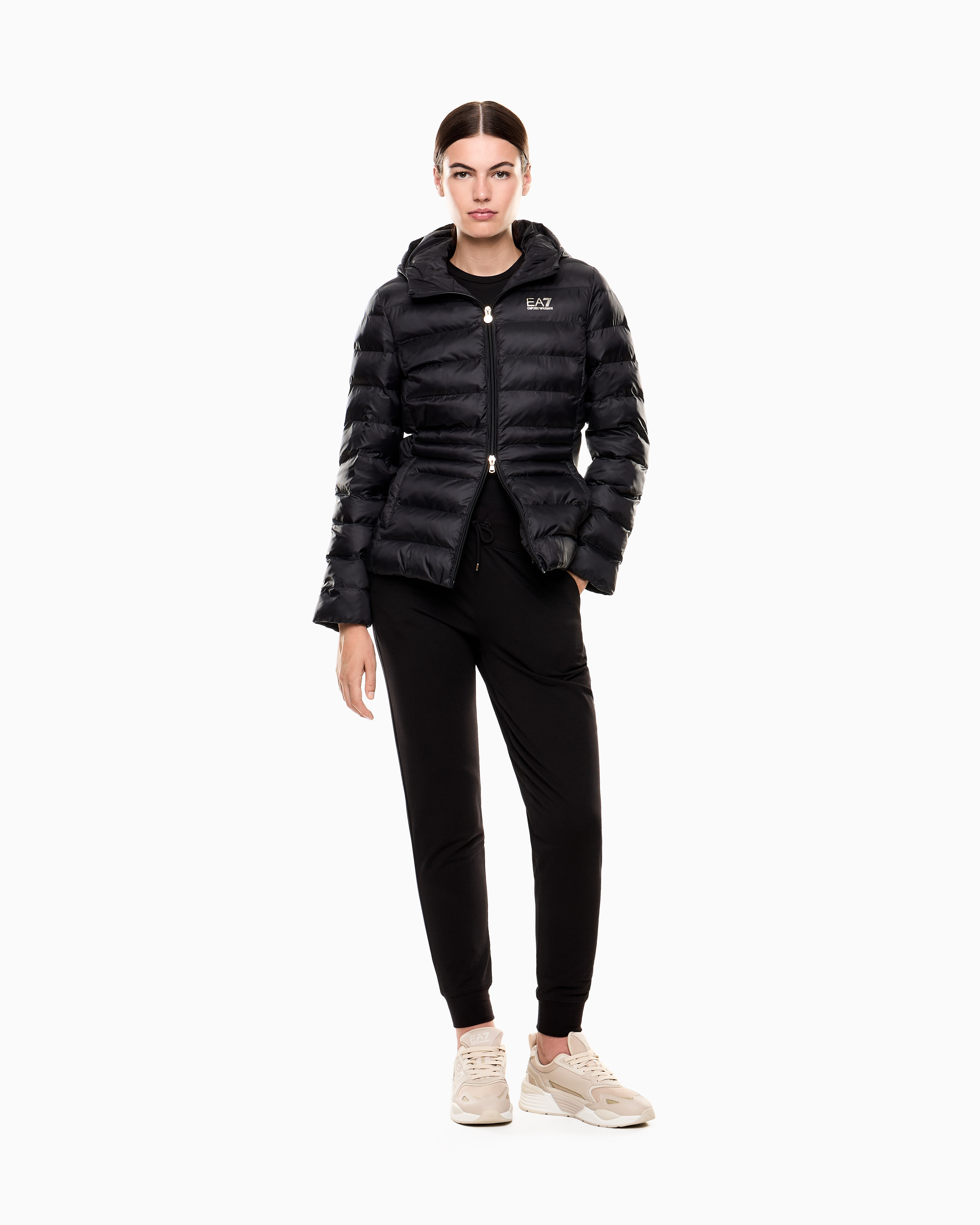 Piumino con cappuccio 7W000684 AF12475 UC0001 EA7 Black 