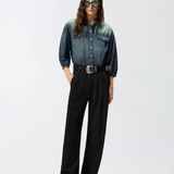 Camicia in denim con maniche a palloncino 106596A37K PJC PINKO Lavaggio medio scuro 