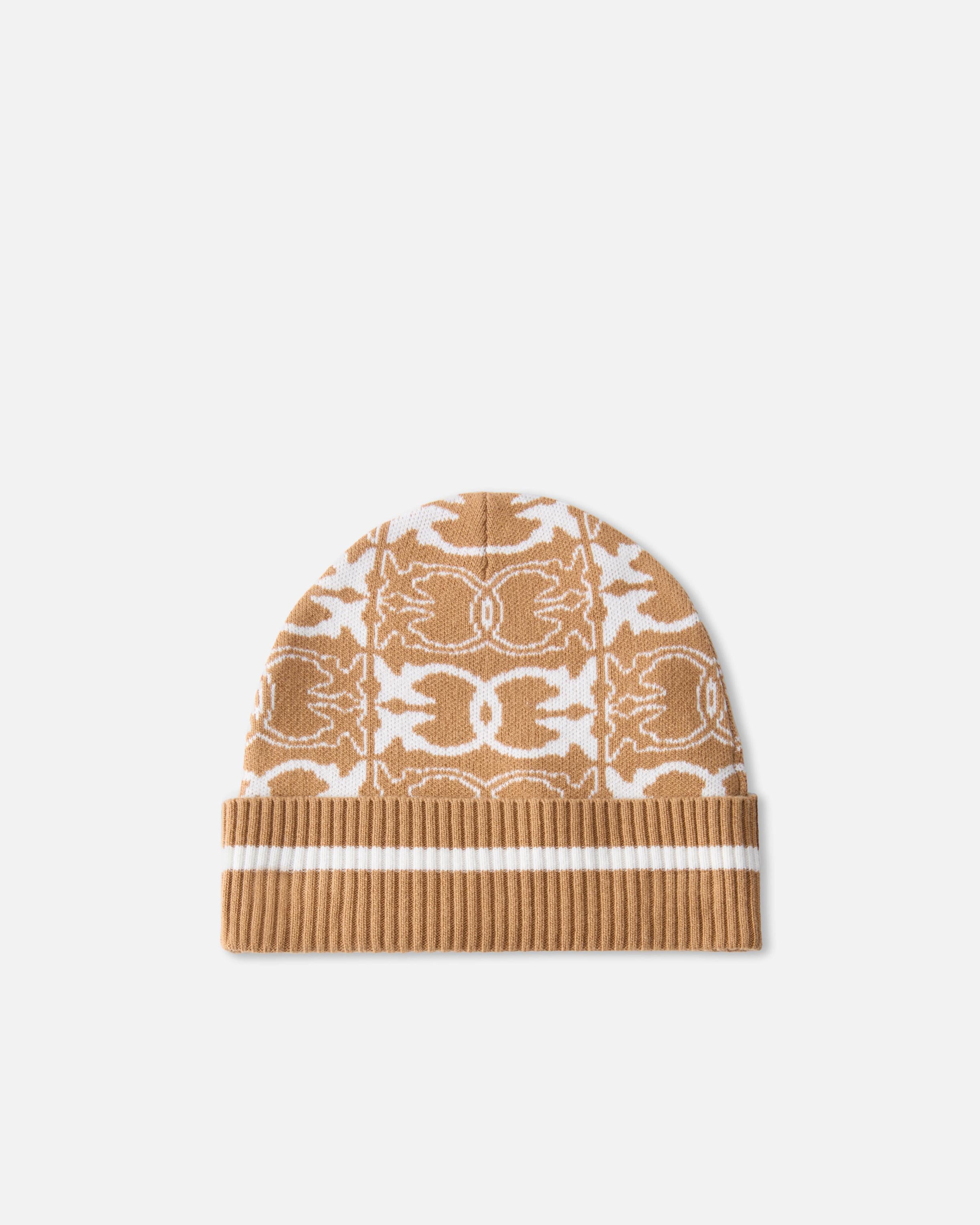 Cappello con logo jacquard 105991A2YO MZ2 PINKO Cammello/bianco 