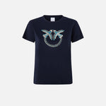 T-Shirt con ricamo logo 100535A2G7 G1A PINKO Blu abisso 