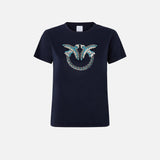 T-Shirt con ricamo logo 100535A2G7 G1A PINKO Blu abisso 