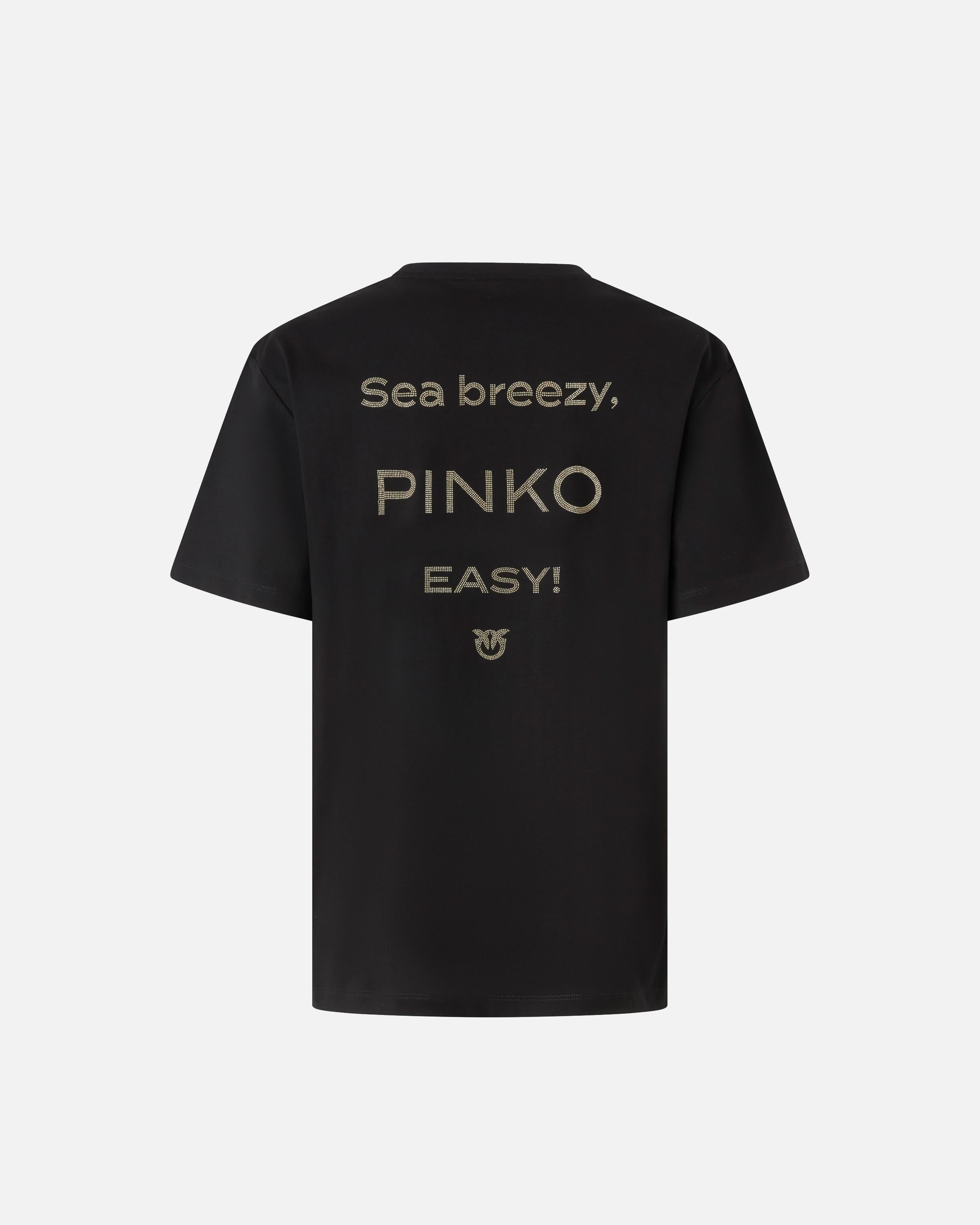 T-shirt logo strass 105526A2RM Z99 PINKO Nero limousine 