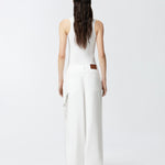 Pantaloni larghi loose fit con catena gioiello 104601A2DO Z04 PINKO Bianco 