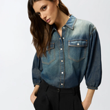 Camicia in denim con maniche a palloncino 106596A37K PJC PINKO Lavaggio medio scuro 